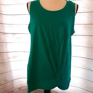 Loft Outlet Green Twist Front Hem Tank